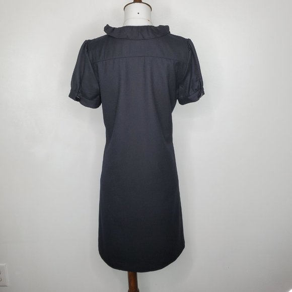 J. Crew Black Classic Wool Ruffle Neck Phoebe Dress Size 2 - Picture 6 of 10
